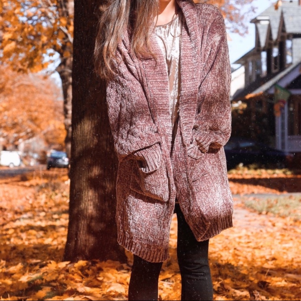 ❄️RESTOCKED//MOCHA CHENILLE CARDIGAN - Picture 2 of 5